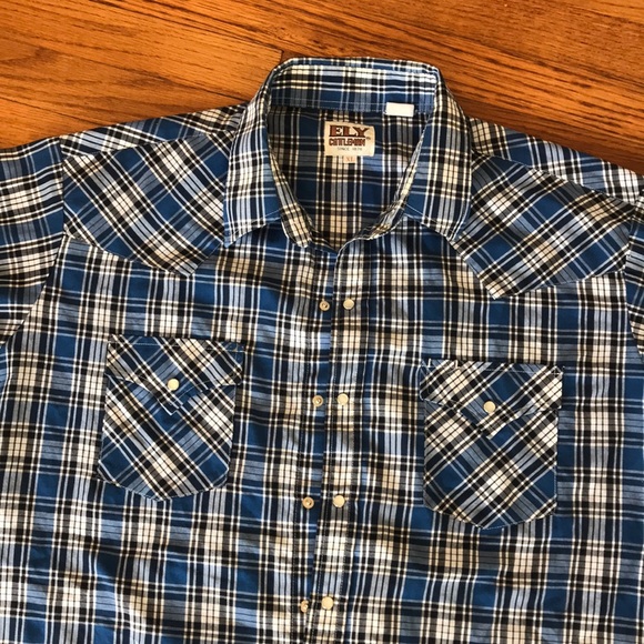 Cattleman Ely XL snap closure shirt blue plaid - Picture 2 of 7